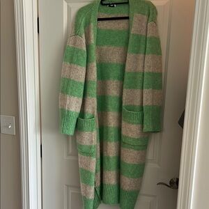 Topshop Green and Gray Cardigan Sweater